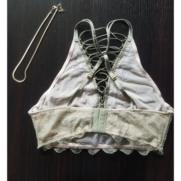 Victoria Secret, SEXY high necked, laced up bandeau olive green - Picture 6 of 8